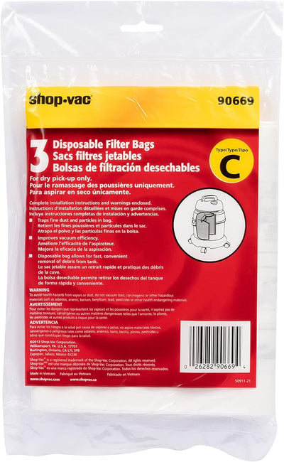 Bolsa Aspiradora Shopvac filtro tipo C