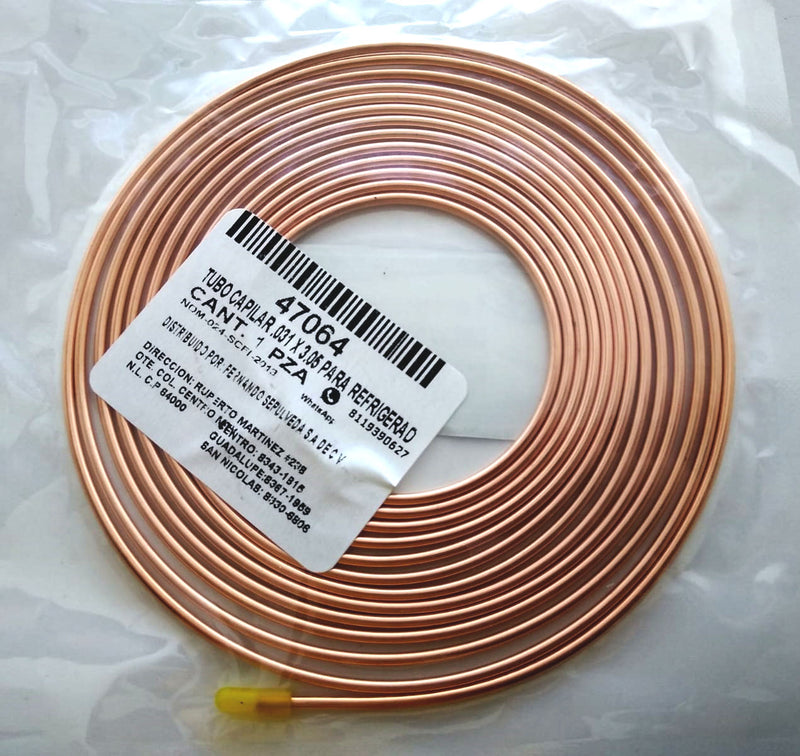 Tubo Capilar .031 x 3.05 para Refrigerador