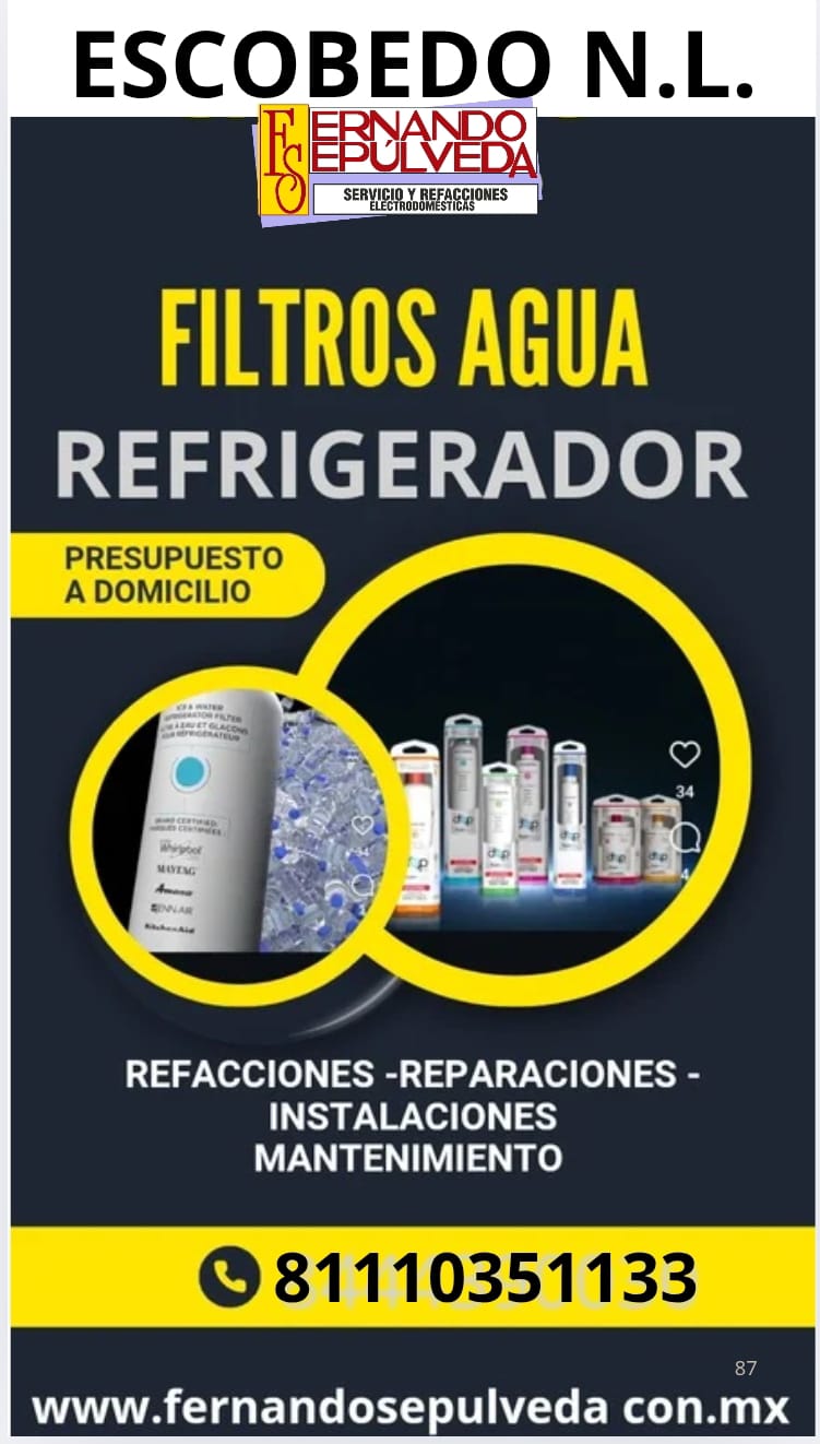 Repuestos de Filtros de Agua de Refrigerador en Escobedo