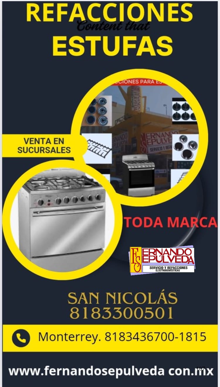 Refacciones de Quemadores de Estufa Mabe Whirlpool Acros