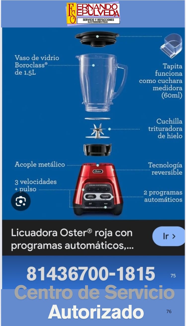 Refacciones para Licuadora Osterizer