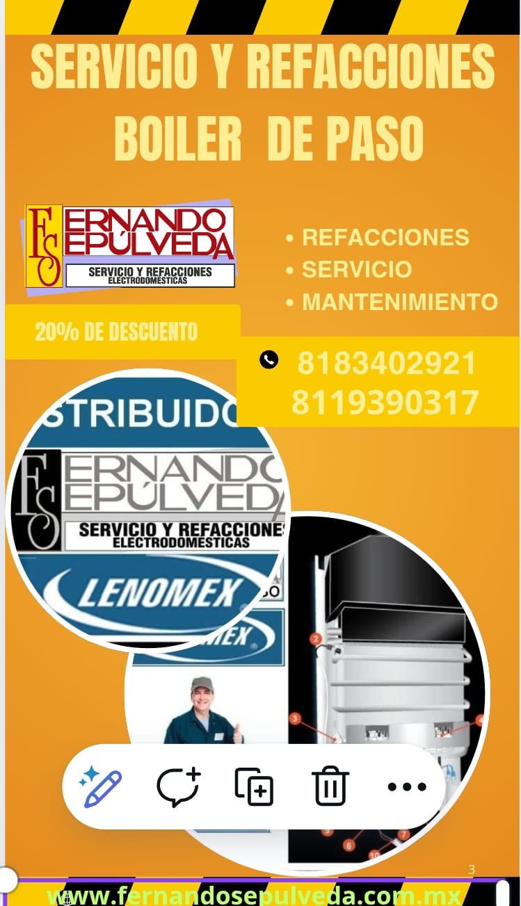 Refacciones de Boiler de paso Lenox