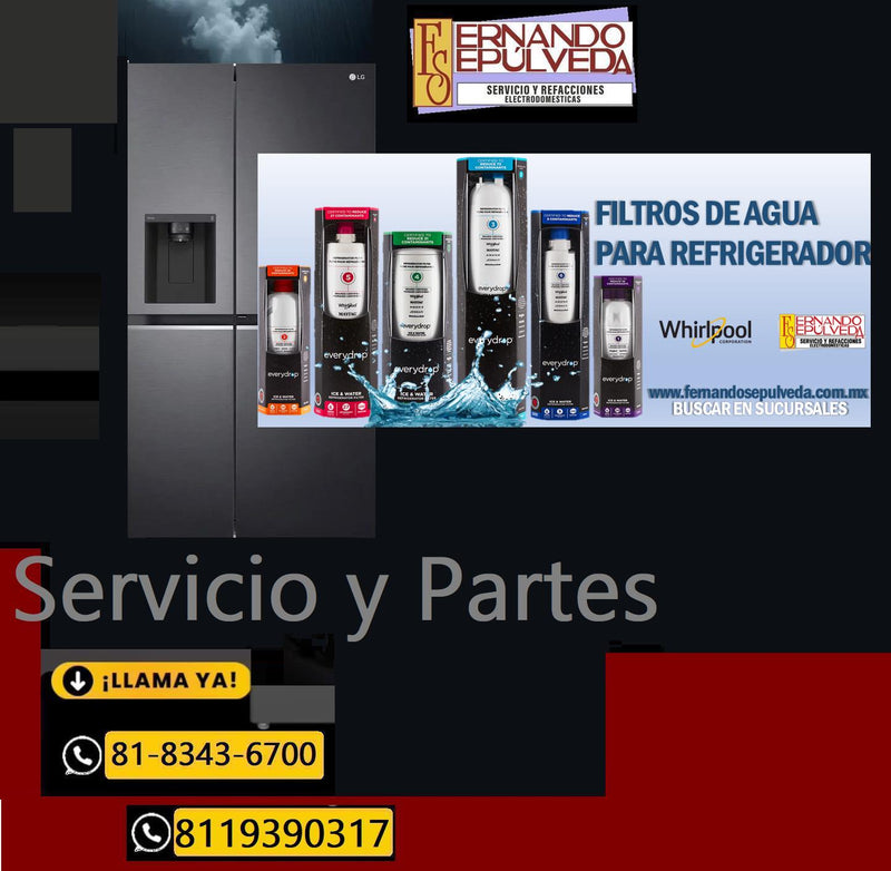 Refacciones y Filtros de agua de Refrigeradores Whirlpool