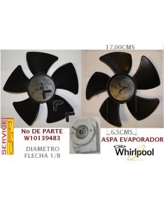 Aspas 5 alas para motor evaporador de refrigerador whirpool