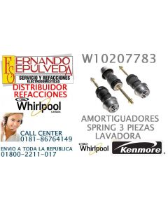 Amortiguador spring 3 piezas w10207783 para lavadora whirlpool